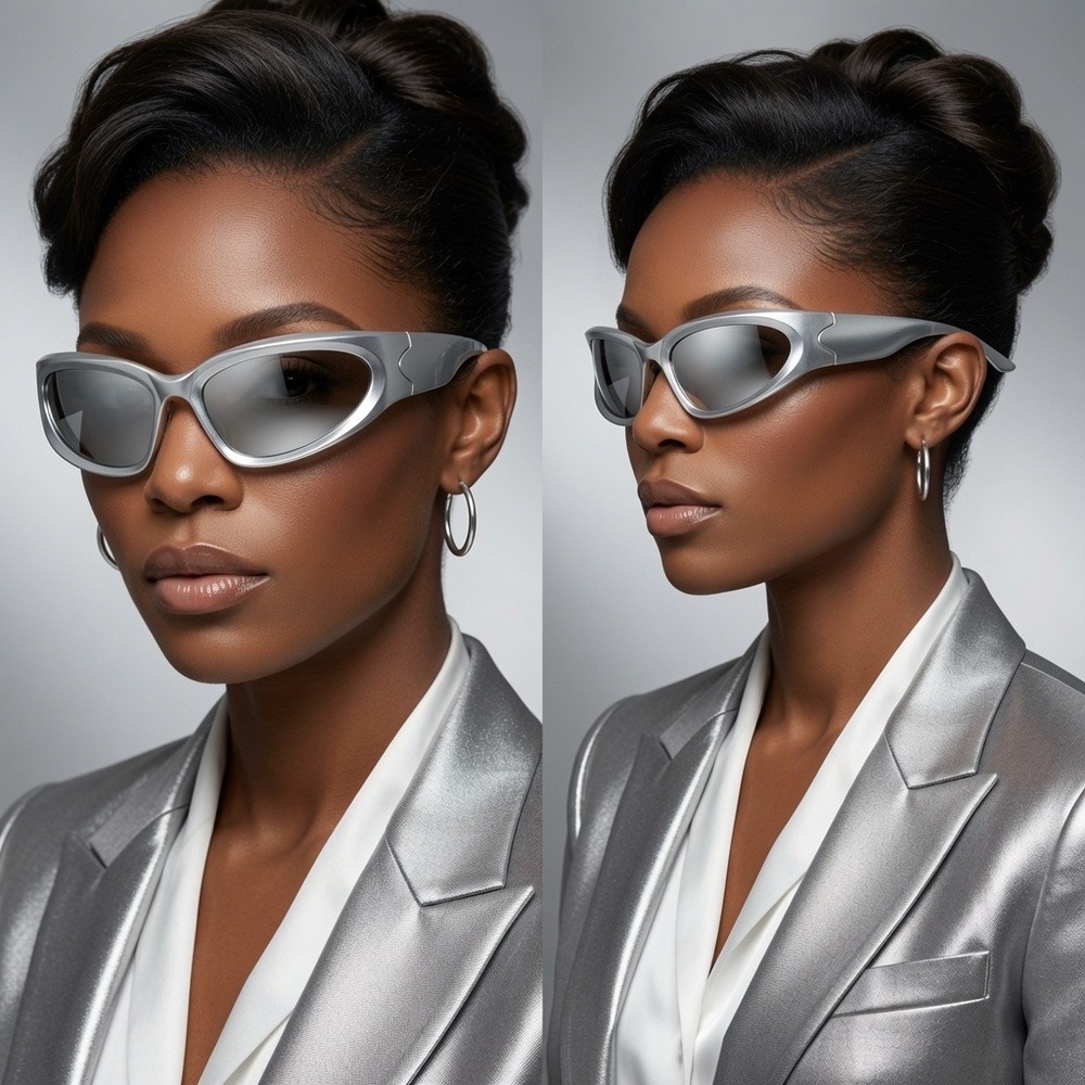 Modern Cyberpunk Eye-wear Exhibits Women Striking Gleam Aerodynamic Sunglasses